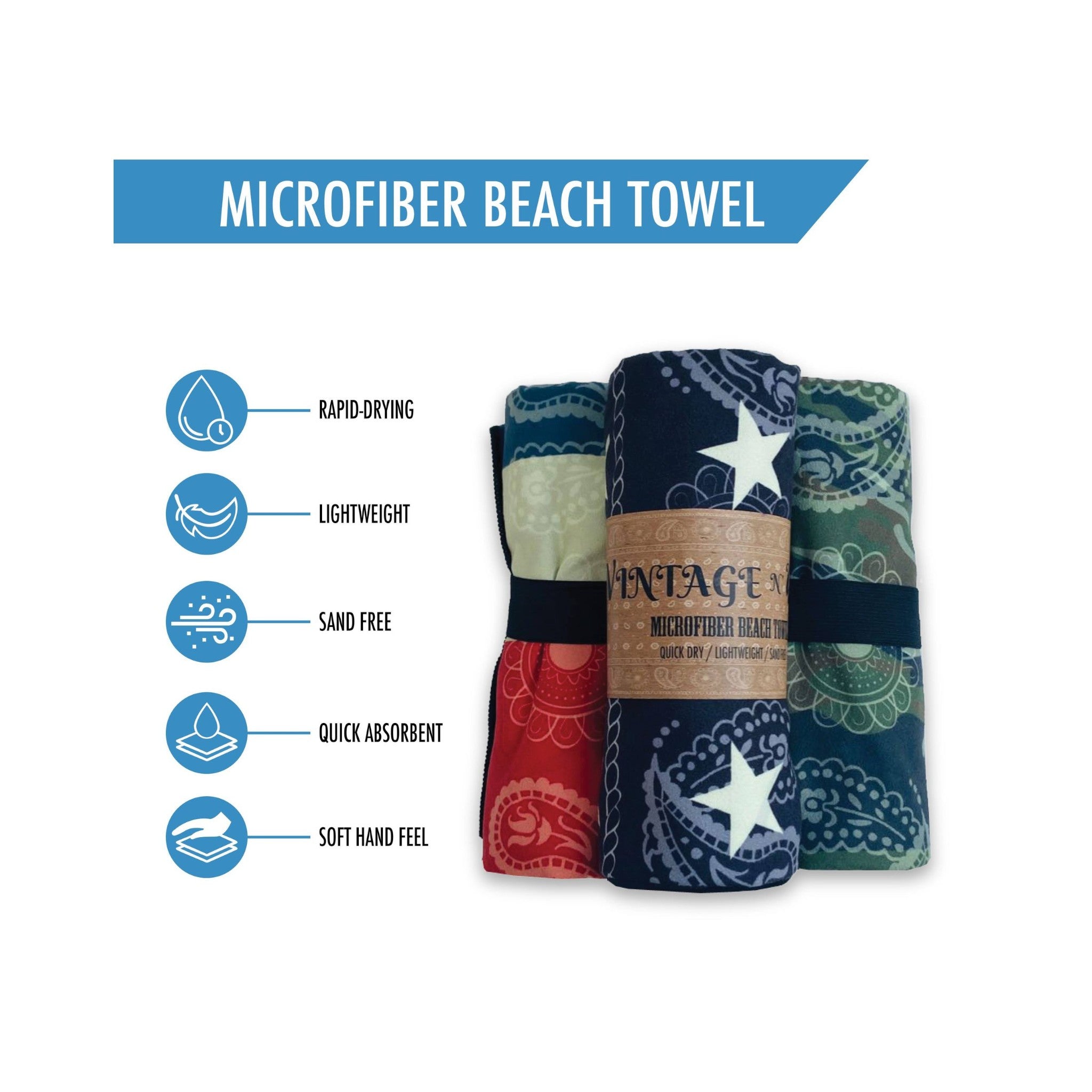 Oversized Sand-Free Americana & Camo Towels | Vintage-N-Will